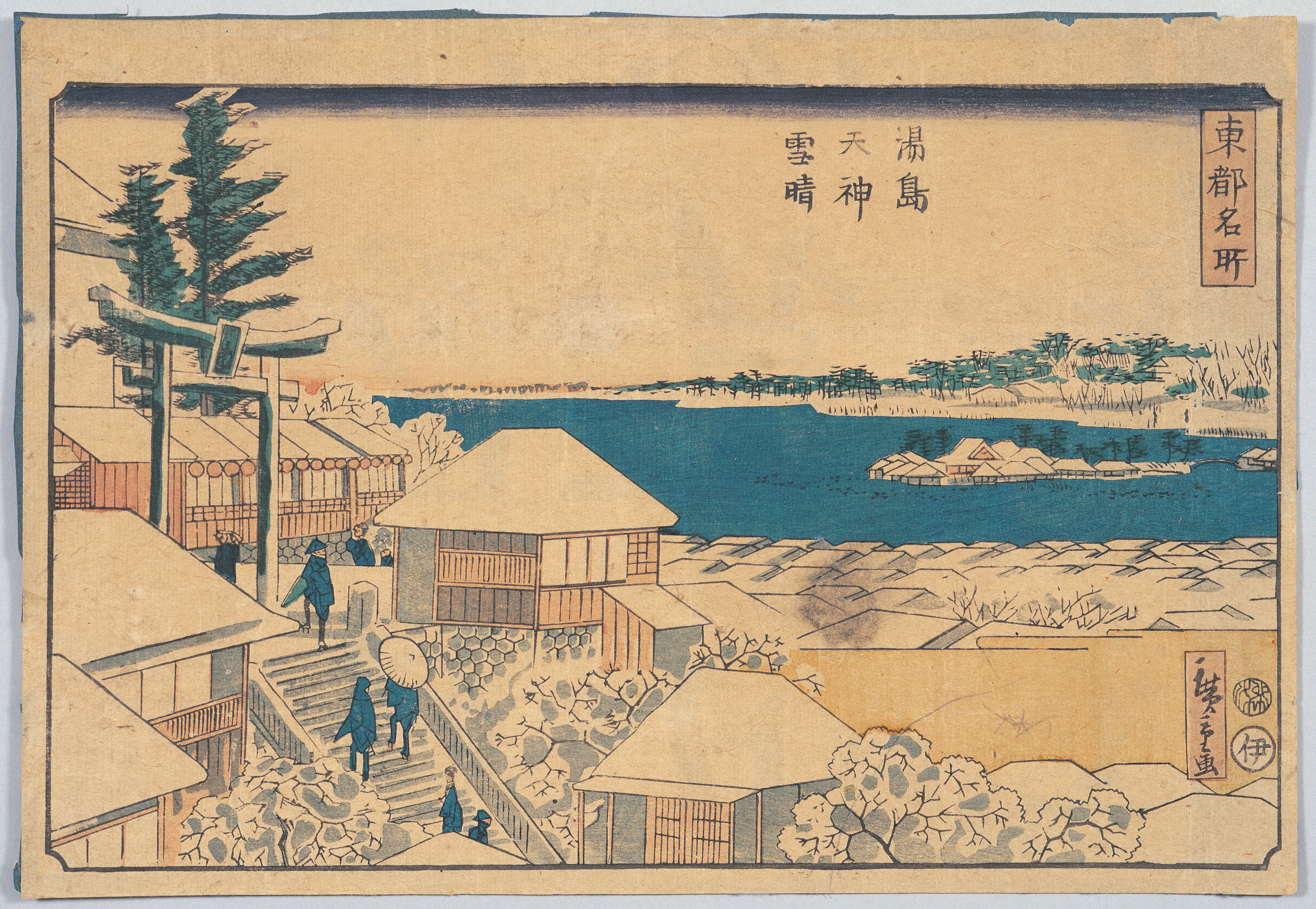 画像：東都名所 湯島天神雪晴
